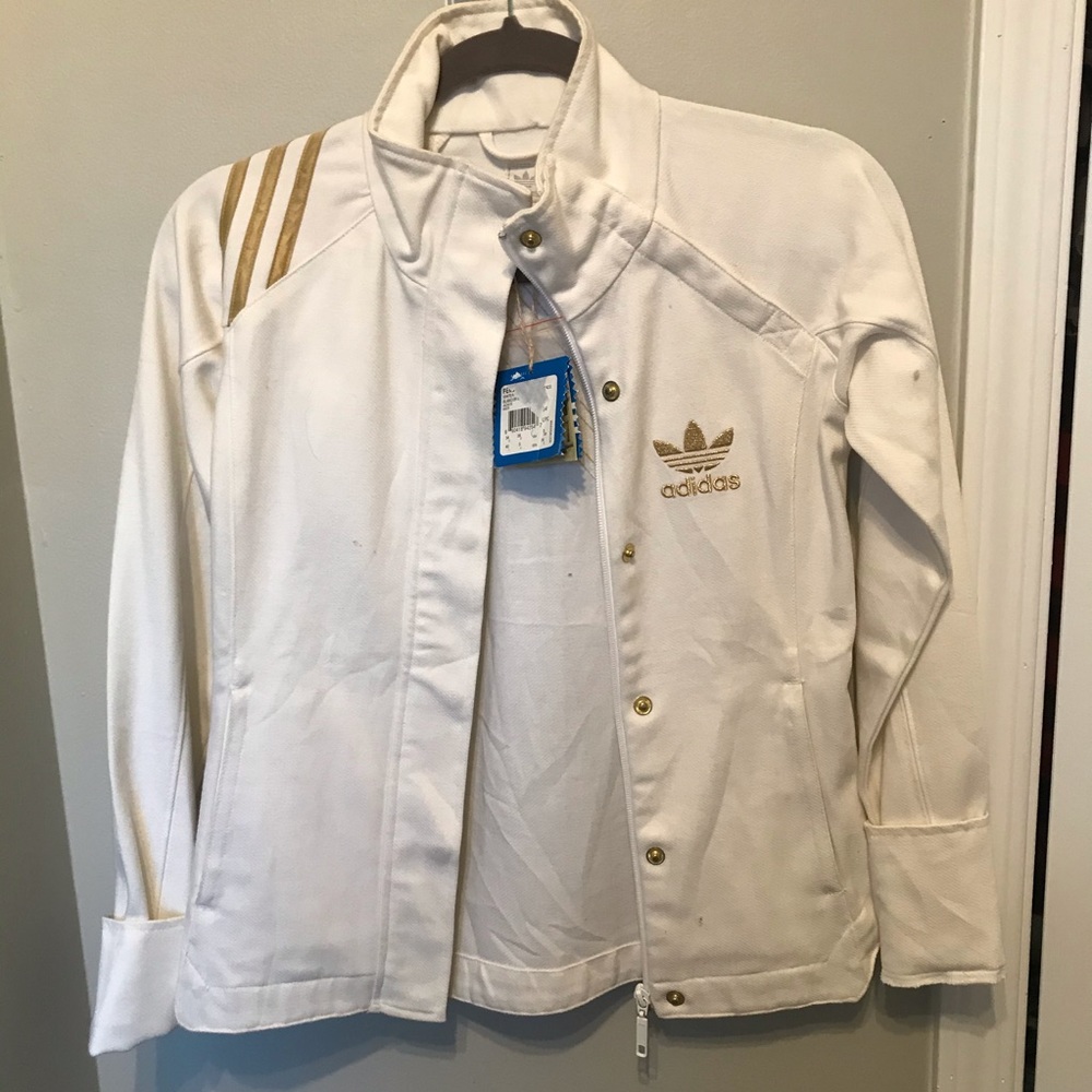 Adidas fencing sweater white with with gold size s